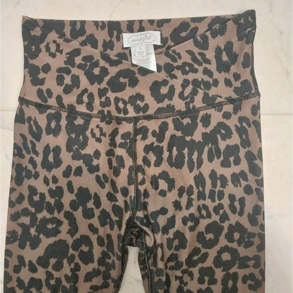 Mudpie Brown Leopard Print Crossover Waist Leggings Women's Sz S - Picture 5 of 9